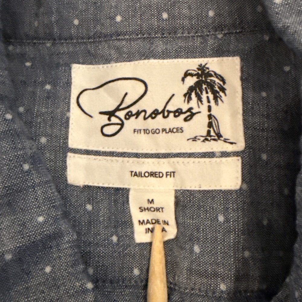 Bonobos Fit To Go Places Shirt Men's Medium (Short) Tailored Fit Blue Polka Dot - Picture 6 of 7